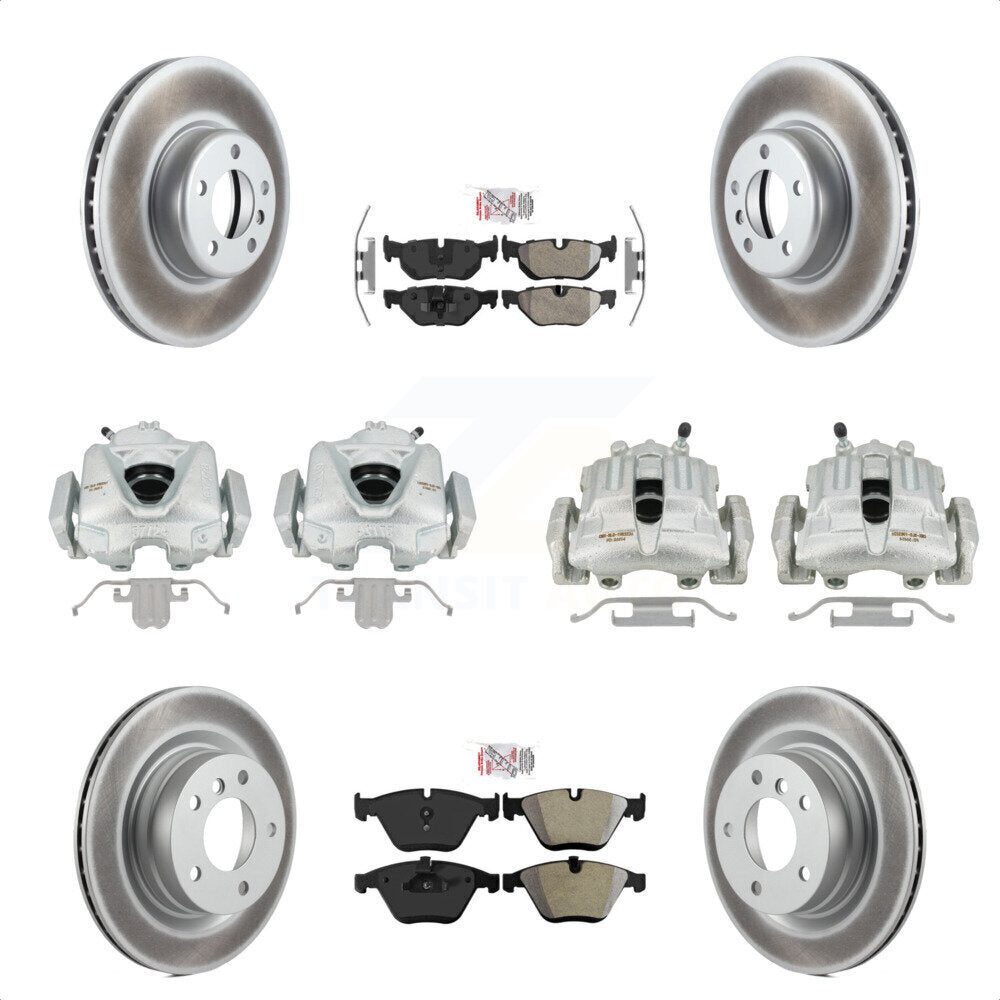 Front Rear Disc Brake Caliper Coated Rotors And Semi-Metallic Pads Kit (10Pc) For 2013 BMW 328i Coupe with 3.0L With 340mm Diameter Rotor KCG-102536N by Transit Auto