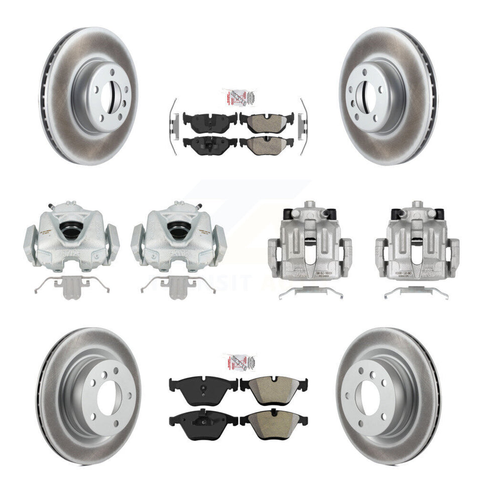 Front Rear Disc Brake Caliper Coated Rotors And Semi-Metallic Pads Kit (10Pc) For 2013 BMW 328i Coupe with 3.0L With 340mm Diameter Rotor KCG-102536N