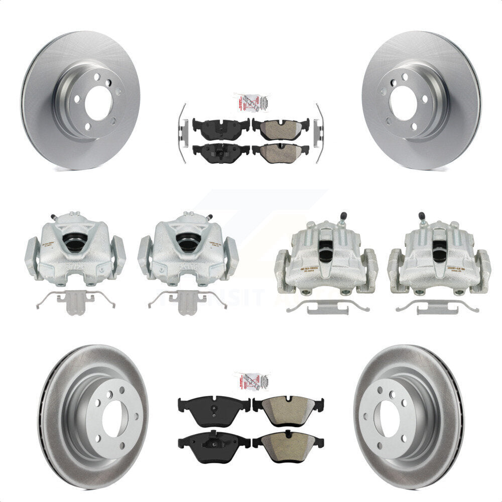 Front Rear Disc Brake Caliper Coated Rotors And Semi-Metallic Pads Kit (10Pc) For 2013 BMW 328i Coupe with 3.0L With 330mm Diameter Rotor KCG-102537N by Transit Auto