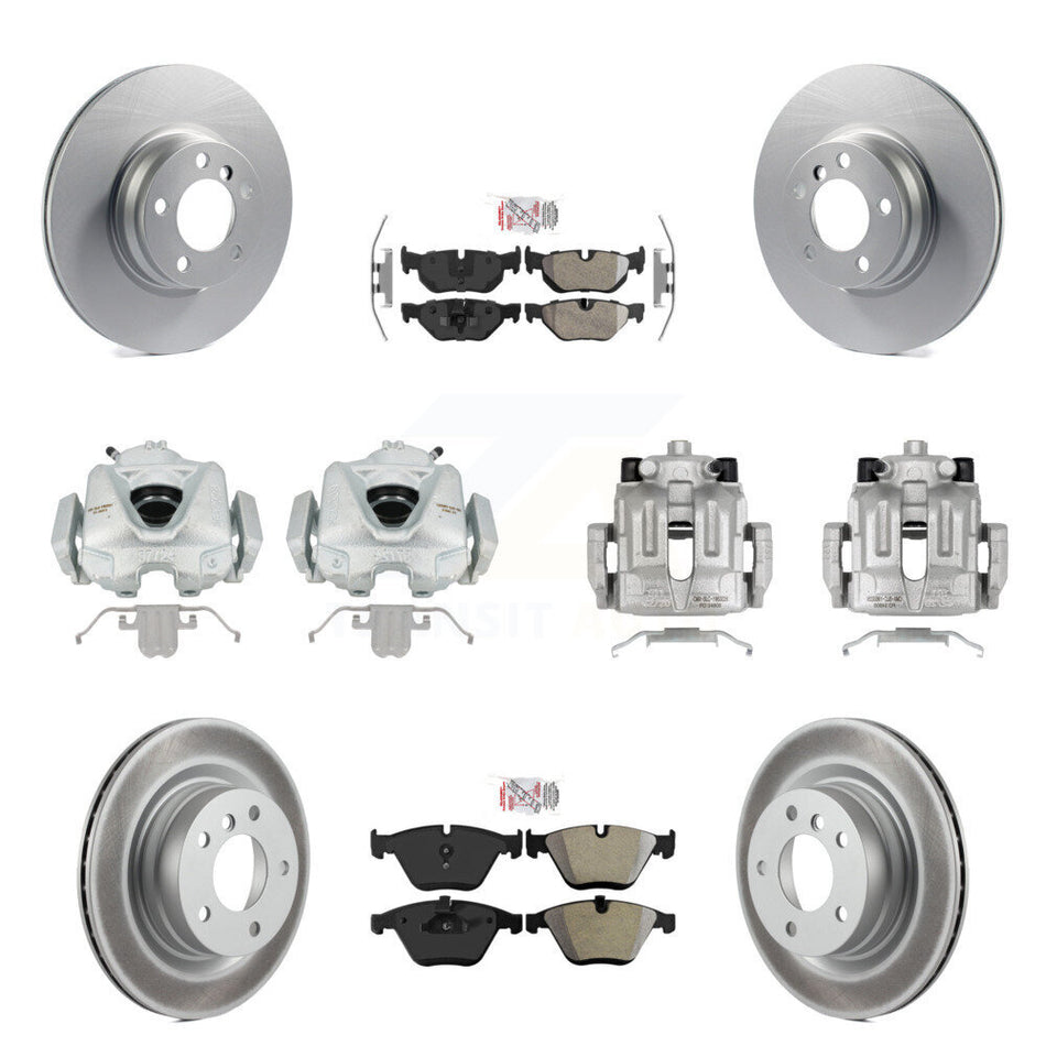 Front Rear Disc Brake Caliper Coated Rotors And Semi-Metallic Pads Kit (10Pc) For 2013 BMW 328i Coupe with 3.0L With 330mm Diameter Rotor KCG-102537N