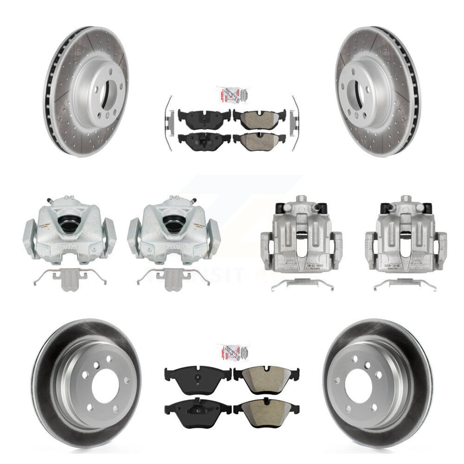 Front Rear Disc Brake Caliper Coated Rotors And Semi-Metallic Pads Kit (10Pc) For 2013 BMW 328i Convertible with 3.0L With 340mm Diameter Rotor KCG-102538N