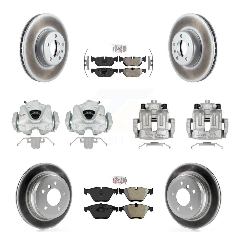Front Rear Disc Brake Caliper Coated Rotors And Semi-Metallic Pads Kit (10Pc) For 2013 BMW 328i Convertible with 3.0L With 340mm Diameter Rotor KCG-102539N