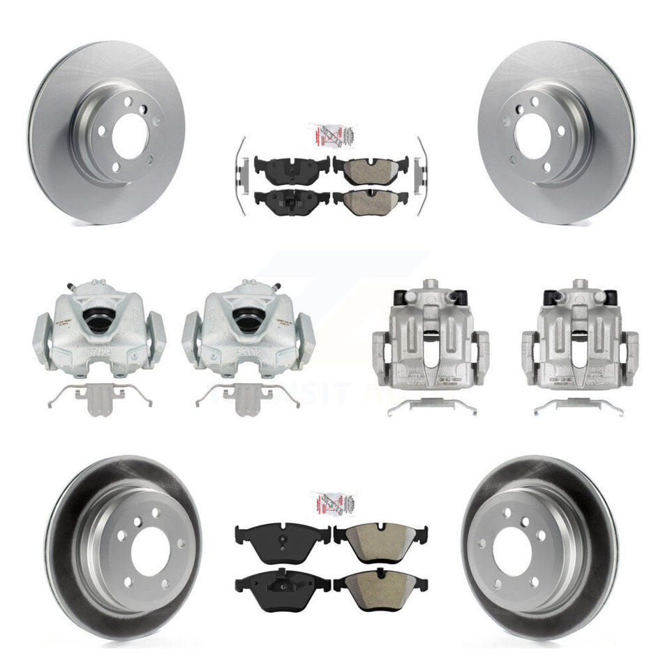 Front Rear Disc Brake Caliper Coated Rotors And Semi-Metallic Pads Kit (10Pc) For 2013 BMW 328i Convertible with 3.0L With 330mm Diameter Rotor KCG-102540N
