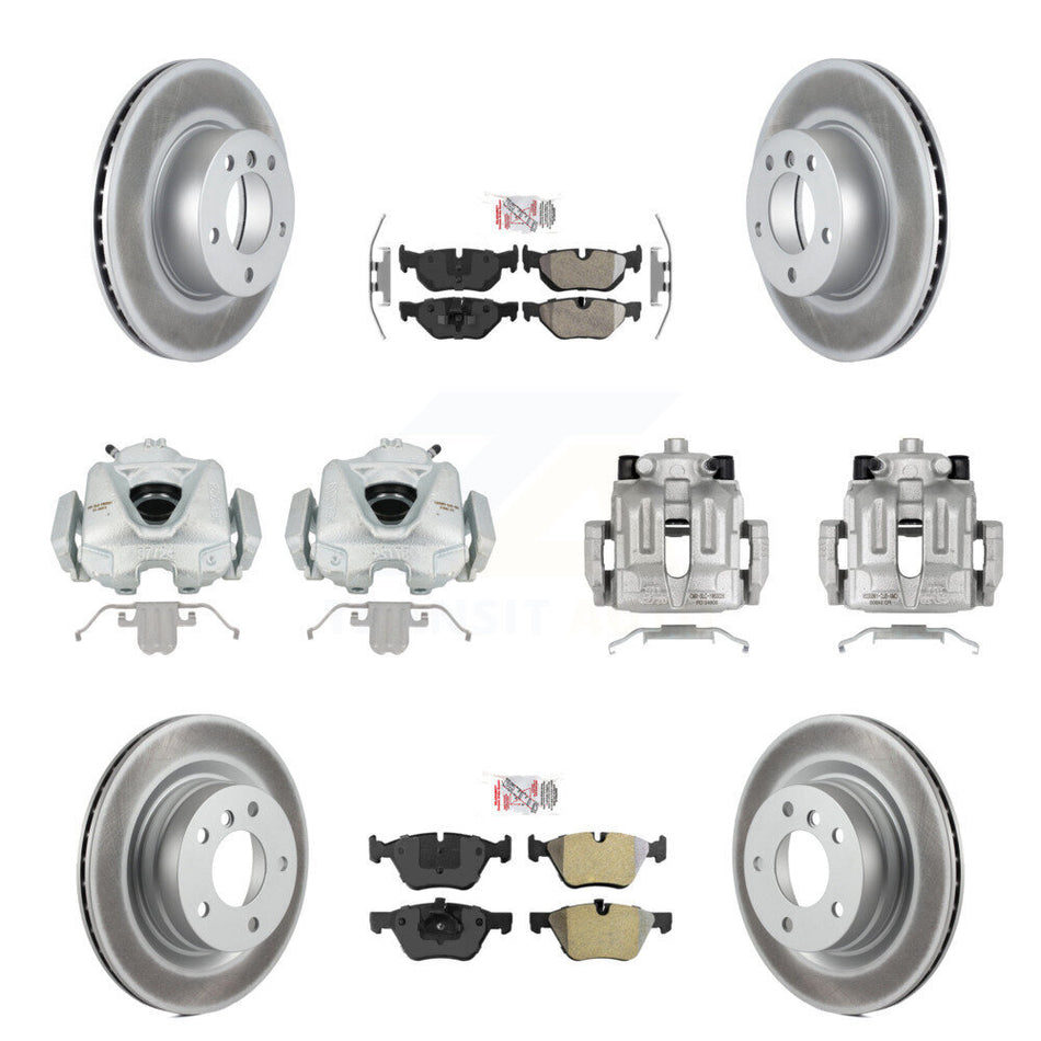 Front Rear Disc Brake Caliper Coated Rotors And Semi-Metallic Pads Kit (10Pc) For BMW 328i 323i KCG-102541N