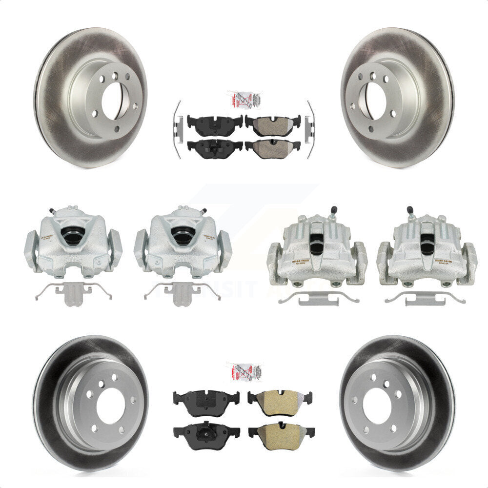 Front Rear Disc Brake Caliper Coated Rotors And Semi-Metallic Pads Kit (10Pc) For 2008 BMW 328xi To 08 07 KCG-102546N by Transit Auto