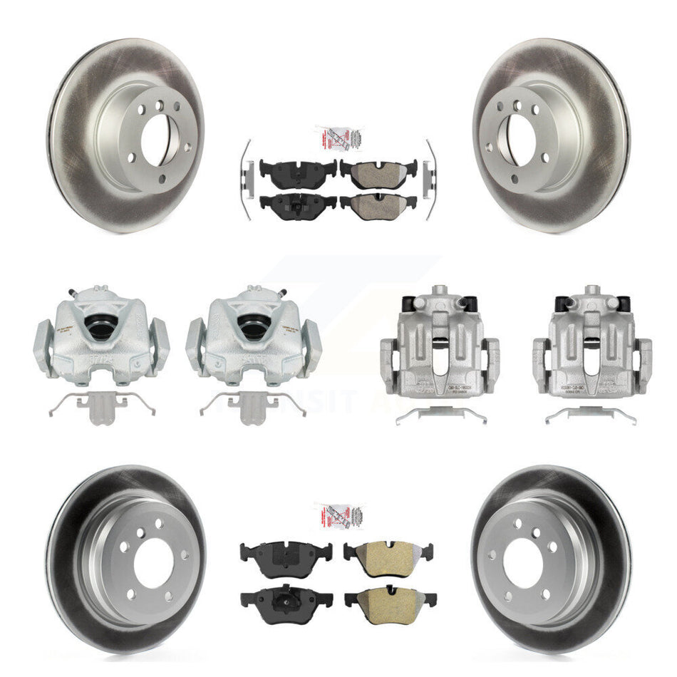 Front Rear Disc Brake Caliper Coated Rotors And Semi-Metallic Pads Kit (10Pc) For 2008 BMW 328xi To 08 07 KCG-102546N