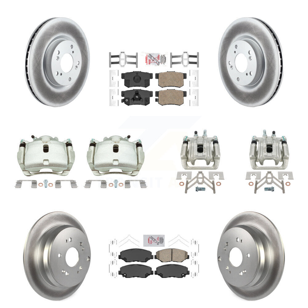 Front Rear Disc Brake Caliper Coat Rotor Ceramic Pad Kit (10Pc) For 2005-2006 Honda CR-V KCG-102547N