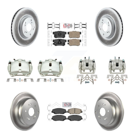 Front Rear Disc Brake Caliper Coat Rotor Ceramic Pad Kit (10Pc) For 2005-2006 Honda CR-V KCG-102547N