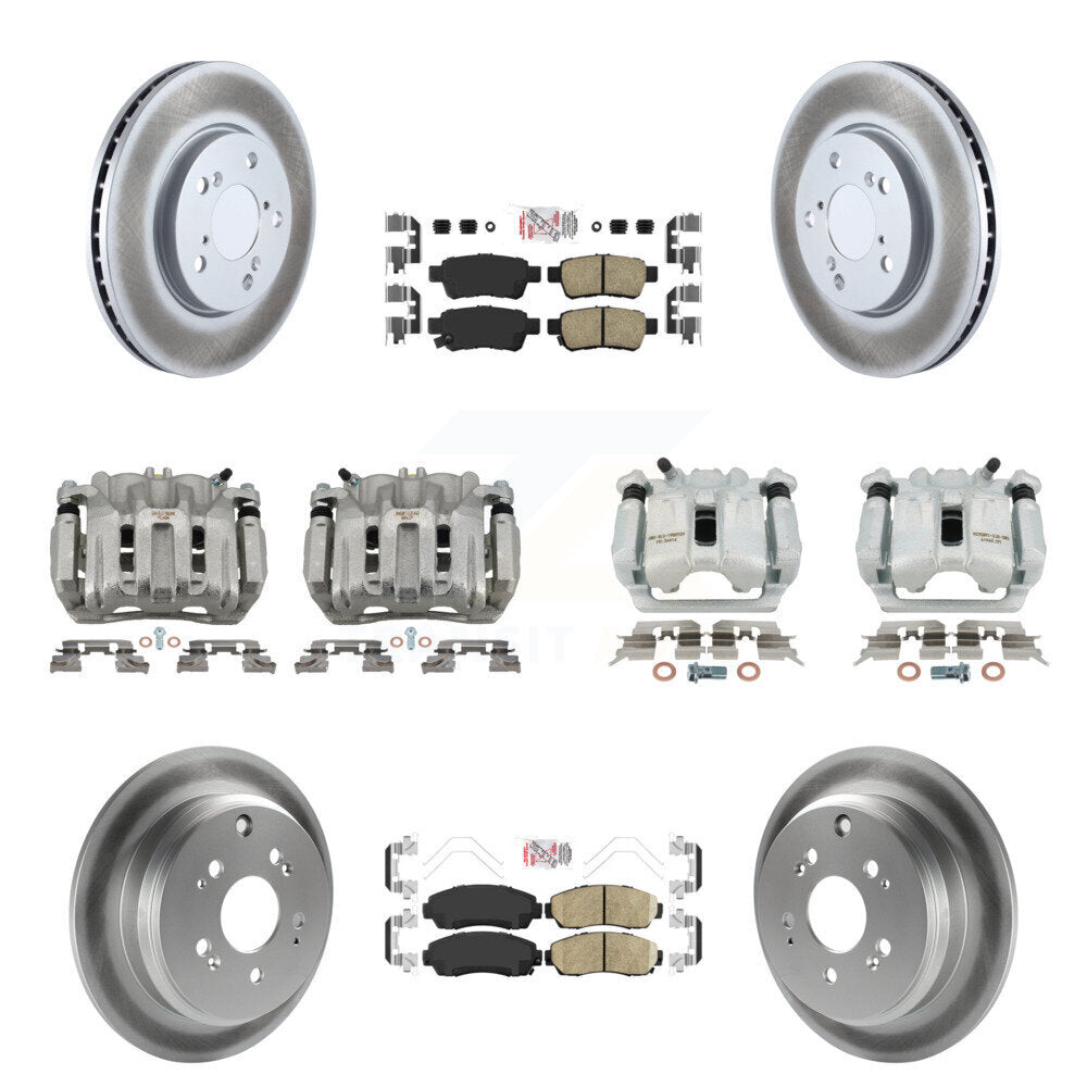 Front Rear Brake Caliper Coat Rotor & Ceramic Pad Kit (10Pc) For 2005-2010 Honda Odyssey KCG-102552N