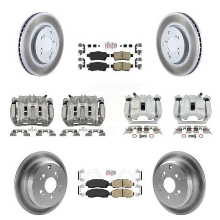 Front Rear Brake Caliper Coat Rotor & Ceramic Pad Kit (10Pc) For 2005-2010 Honda Odyssey KCG-102552N