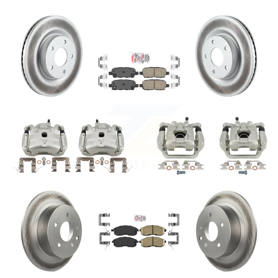 Front Rear Brake Caliper Coat Rotor & Ceramic Pad Kit (10Pc) For 2007-2009 Nissan Altima KCG-102557N