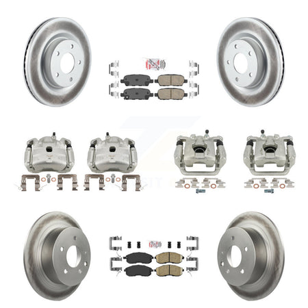 Front Rear Brake Caliper Coat Rotor & Ceramic Pad Kit (10Pc) For 2007-2009 Nissan Altima KCG-102558N