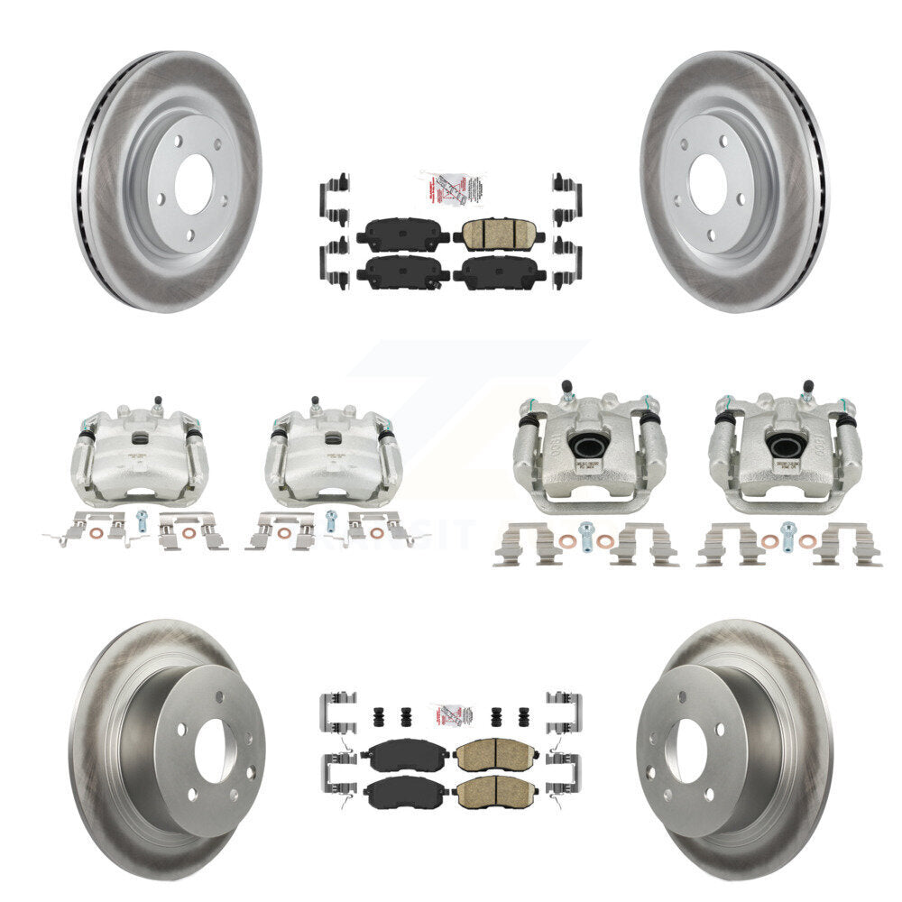 Front Rear Disc Brake Caliper Coated Rotors And Ceramic Pads Kit (10Pc) For Nissan Juke KCG-102570N