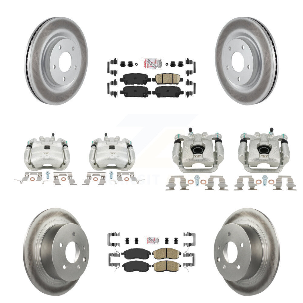 Front Rear Disc Brake Caliper Coated Rotors And Ceramic Pads Kit (10Pc) For Nissan Juke KCG-102572N