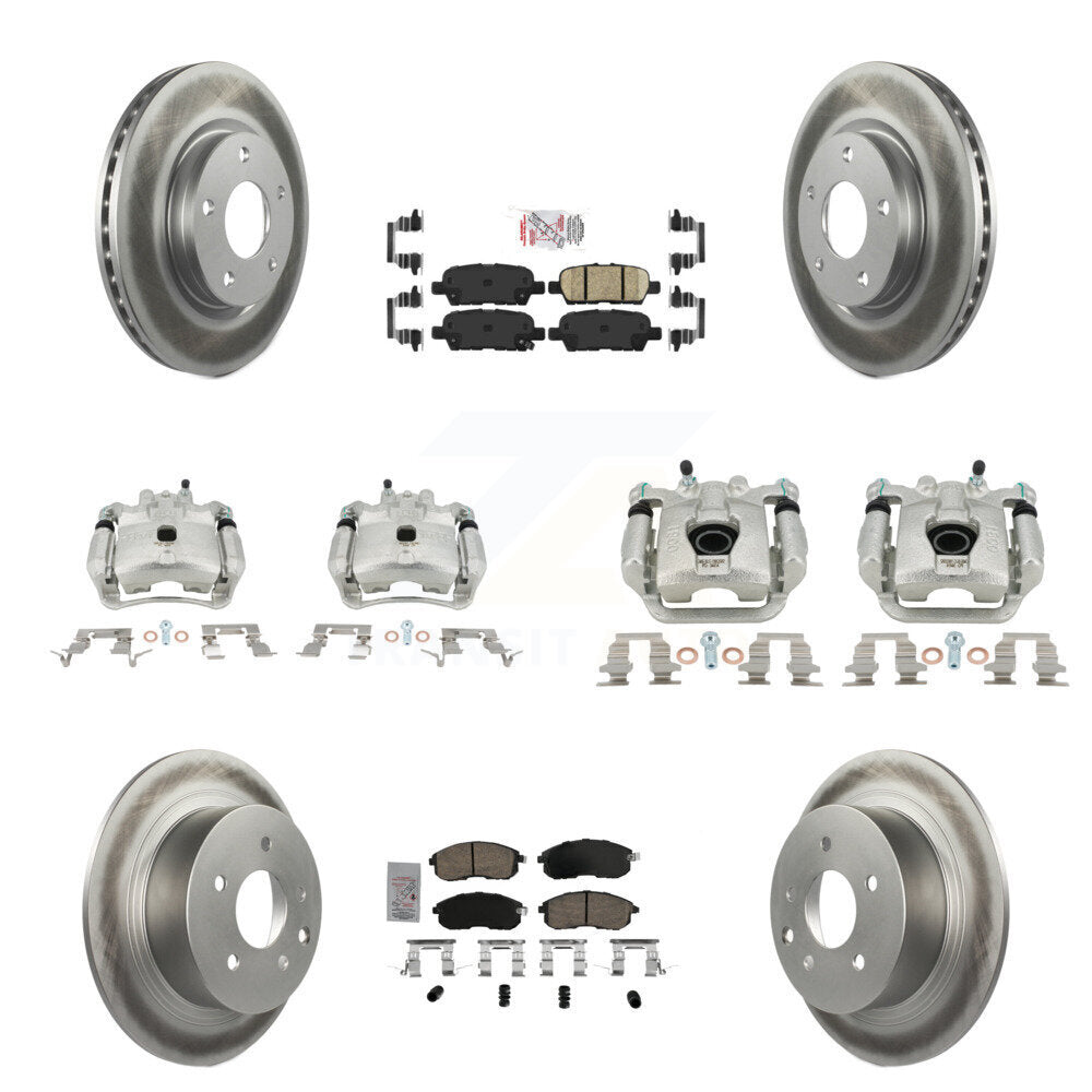 Front Rear Disc Brake Caliper Coated Rotors And Ceramic Pad Kit (10Pc) For Nissan Sentra KCG-102573N