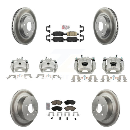 Front Rear Disc Brake Caliper Coated Rotors And Ceramic Pad Kit (10Pc) For Nissan Sentra KCG-102573N