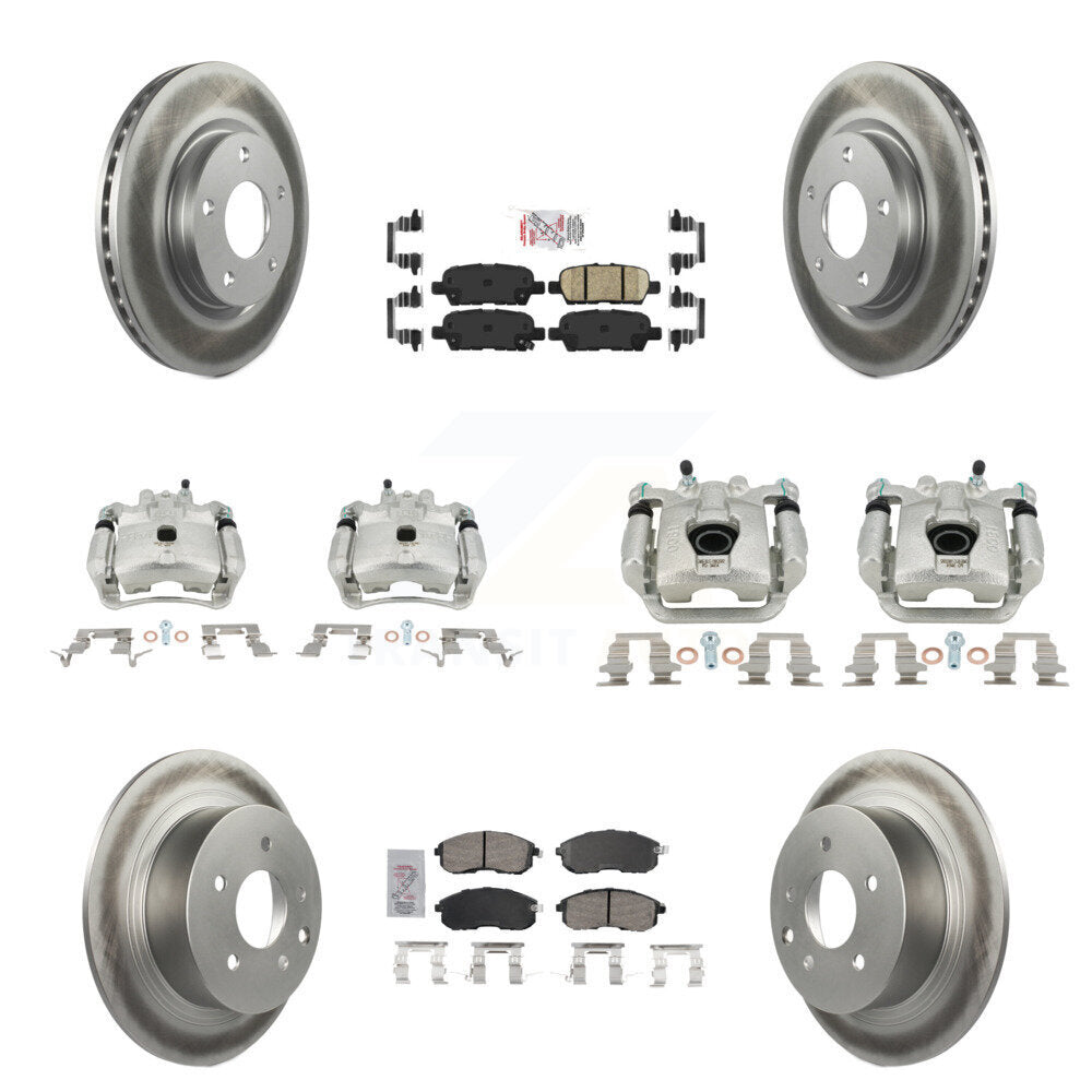 Front Rear Disc Brake Caliper Coated Rotors And Ceramic Pad Kit (10Pc) For Nissan Sentra KCG-102574N