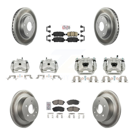Front Rear Disc Brake Caliper Coated Rotors And Ceramic Pad Kit (10Pc) For Nissan Sentra KCG-102574N