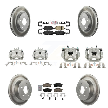 Front Rear Disc Brake Caliper Coated Rotors And Ceramic Pad Kit (10Pc) For Nissan Sentra KCG-102575N