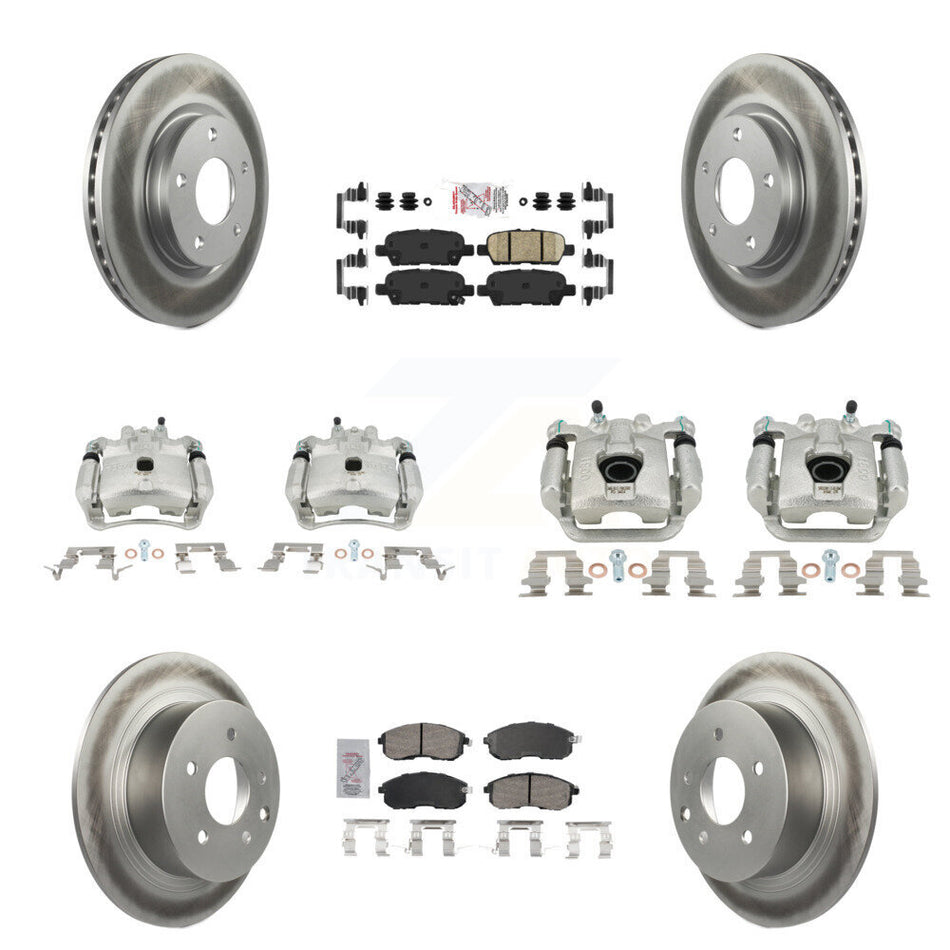 Front Rear Disc Brake Caliper Coated Rotors And Ceramic Pad Kit (10Pc) For Nissan Sentra KCG-102576N