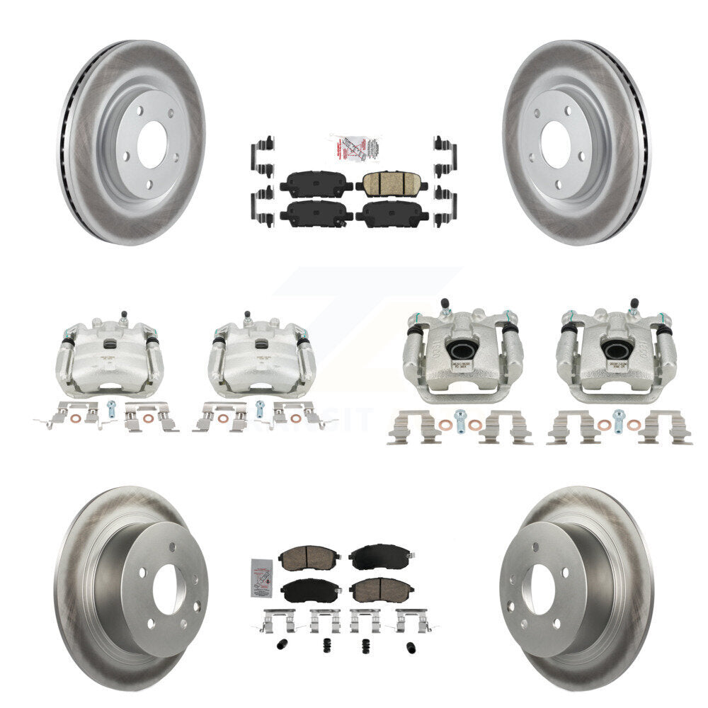 Front Rear Disc Brake Caliper Coated Rotors And Ceramic Pad Kit (10Pc) For Nissan Sentra KCG-102577N