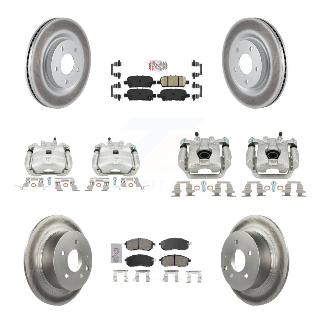 Front Rear Disc Brake Caliper Coated Rotors And Ceramic Pad Kit (10Pc) For Nissan Sentra KCG-102578N