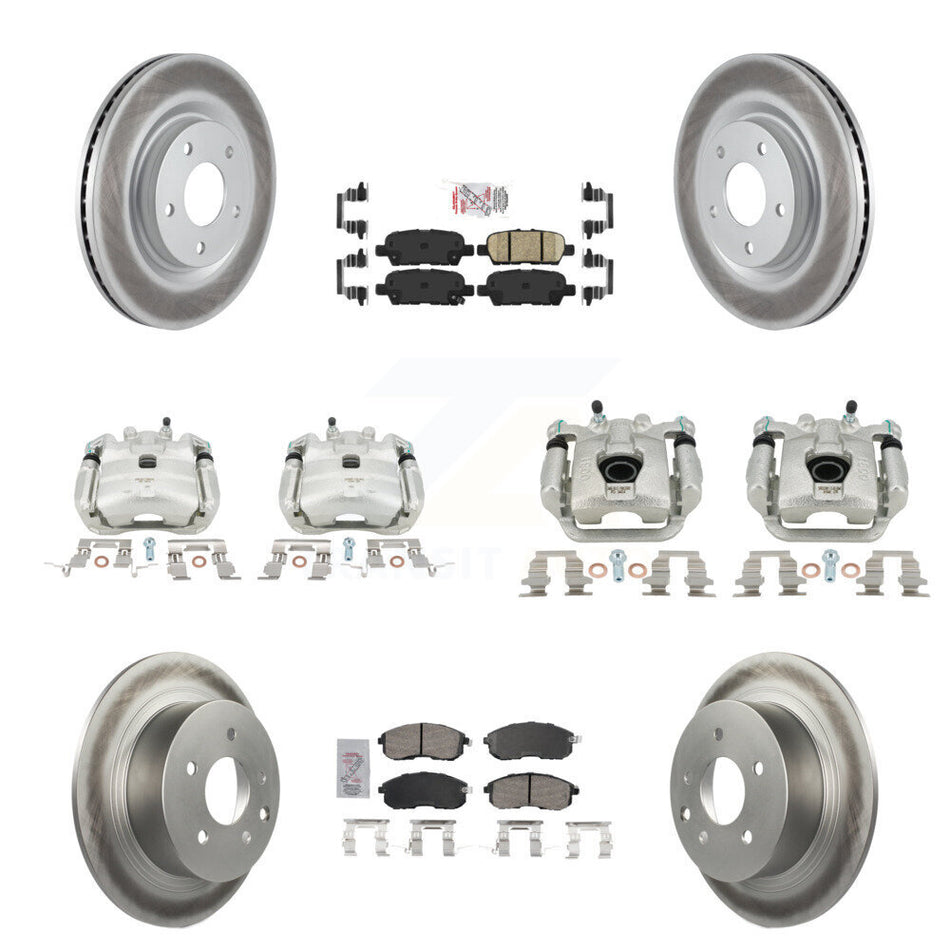 Front Rear Disc Brake Caliper Coated Rotors And Ceramic Pad Kit (10Pc) For Nissan Sentra KCG-102578N