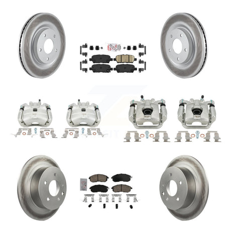 Front Rear Disc Brake Caliper Coated Rotors And Ceramic Pad Kit (10Pc) For Nissan Sentra KCG-102579N