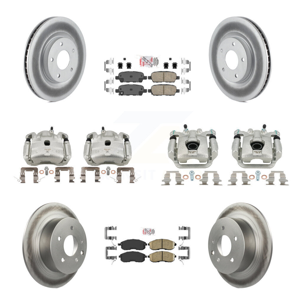 Front Rear Disc Brake Caliper Coated Rotors And Ceramic Pad Kit (10Pc) For Nissan Sentra KCG-102581N