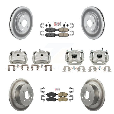 Front Rear Disc Brake Caliper Coated Rotors And Ceramic Pad Kit (10Pc) For Nissan Sentra KCG-102581N