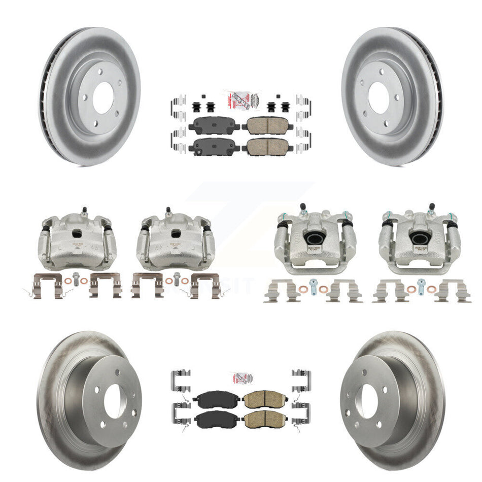 Front Rear Disc Brake Caliper Coated Rotors And Ceramic Pad Kit (10Pc) For Nissan Sentra KCG-102581N