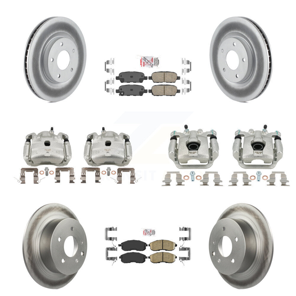 Front Rear Disc Brake Caliper Coated Rotors And Ceramic Pad Kit (10Pc) For Nissan Sentra KCG-102583N