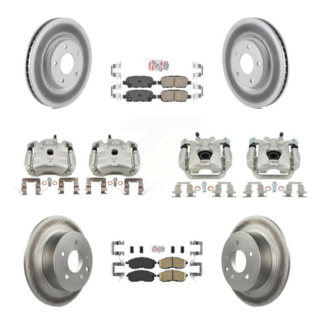 Front Rear Disc Brake Caliper Coated Rotors And Ceramic Pad Kit (10Pc) For Nissan Sentra KCG-102584N