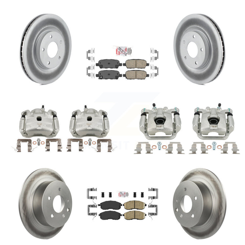 Front Rear Disc Brake Caliper Coated Rotors And Ceramic Pad Kit (10Pc) For Nissan Sentra KCG-102584N