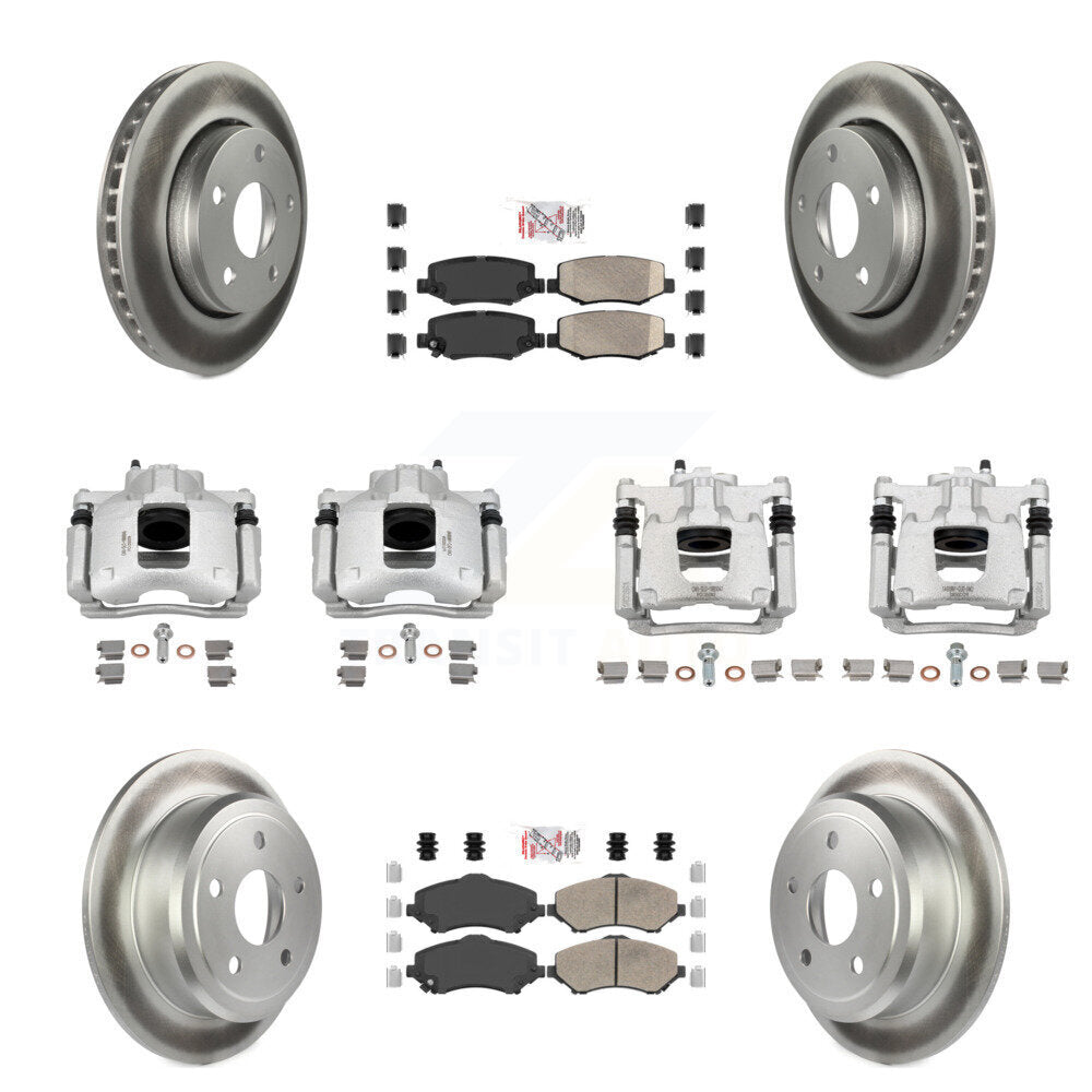 Front Rear Disc Brake Caliper Coated Rotors And Ceramic Pad Kit (10Pc) For Jeep Wrangler KCG-102585N