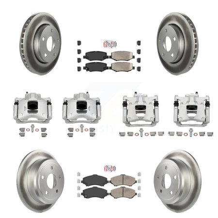 Front Rear Disc Brake Caliper Coated Rotors And Ceramic Pad Kit (10Pc) For Jeep Wrangler KCG-102586N