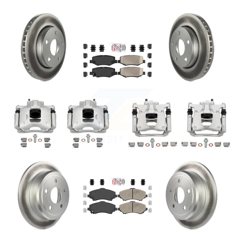 Front Rear Disc Brake Caliper Coated Rotors And Ceramic Pad Kit (10Pc) For Jeep Wrangler KCG-102587N