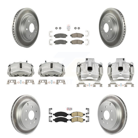 Front Rear Brake Caliper Coat Rotors Ceramic Pad Kit (10Pc) For GMC Acadia Buick Enclave KCG-102591N