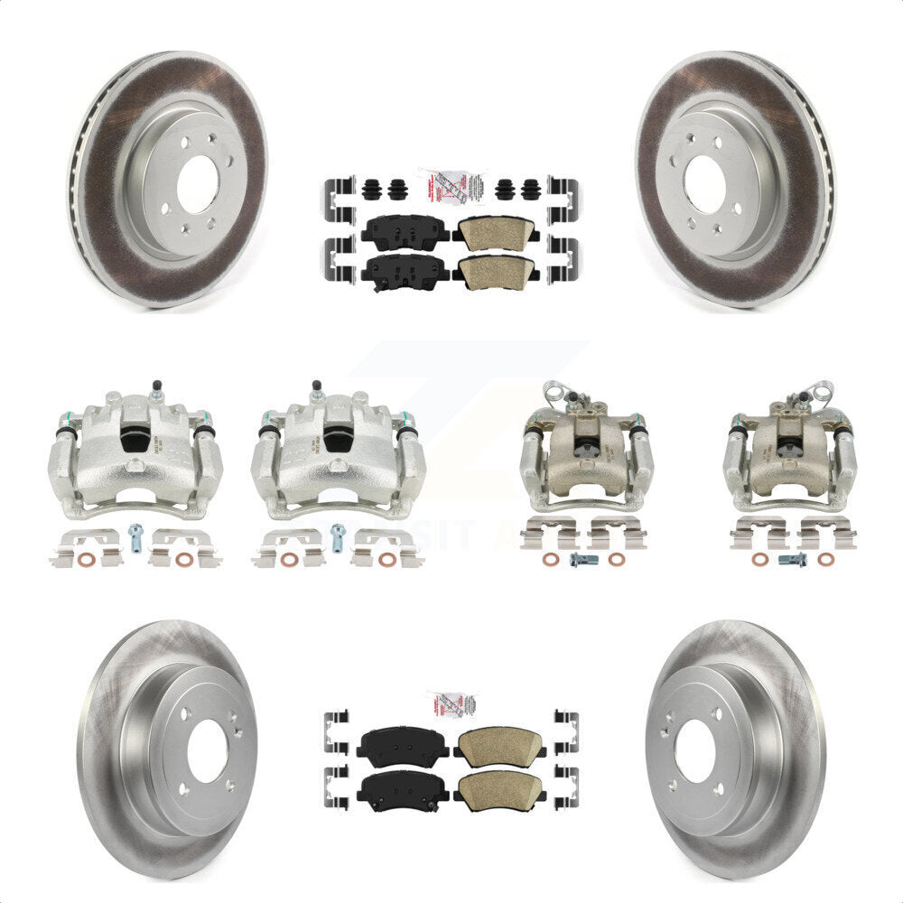 Front Rear Disc Brake Caliper Coated Rotors And Ceramic Pads Kit (10Pc) For Kia Rio KCG-102599N by Transit Auto