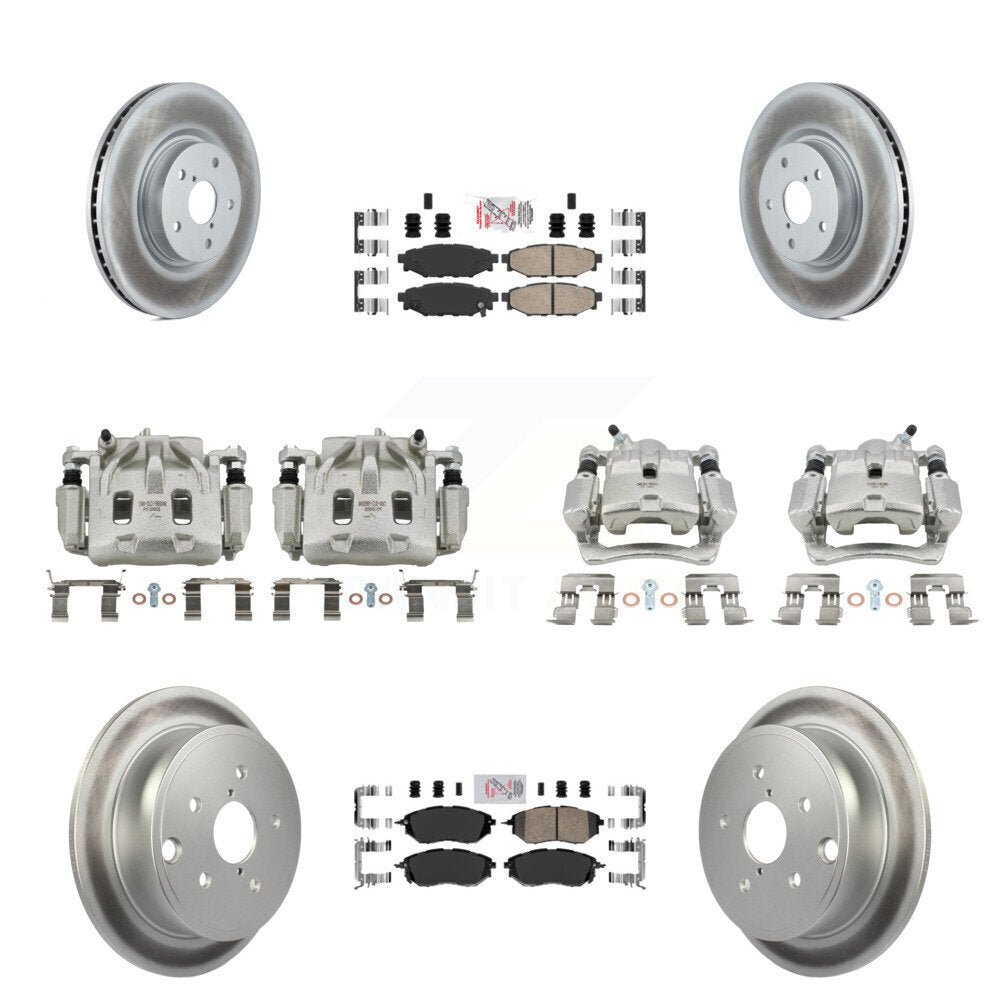 Front Rear Disc Brake Caliper Coated Rotors And Ceramic Pads Kit (10Pc) For Subaru WRX KCG-102601N