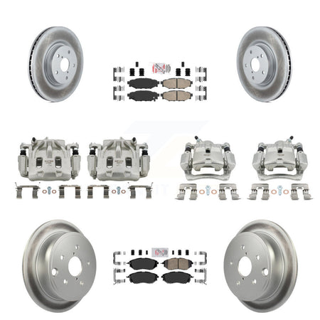 Front Rear Disc Brake Caliper Coated Rotors And Ceramic Pads Kit (10Pc) For Subaru WRX KCG-102601N