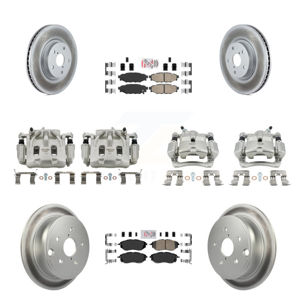 Front Rear Disc Brake Caliper Coated Rotors And Ceramic Pads Kit (10Pc) For Subaru WRX KCG-102601N