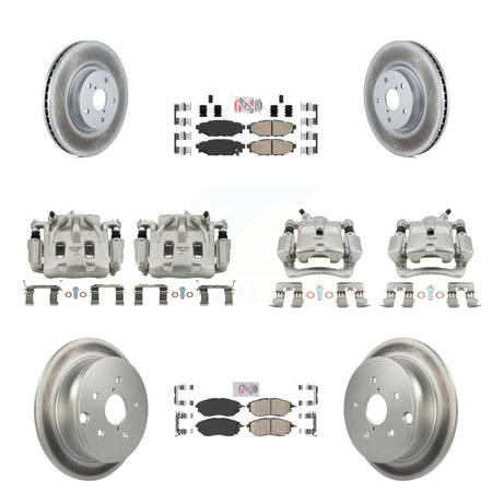 Front Rear Disc Brake Caliper Coated Rotors And Ceramic Pads Kit (10Pc) For Subaru WRX KCG-102602N