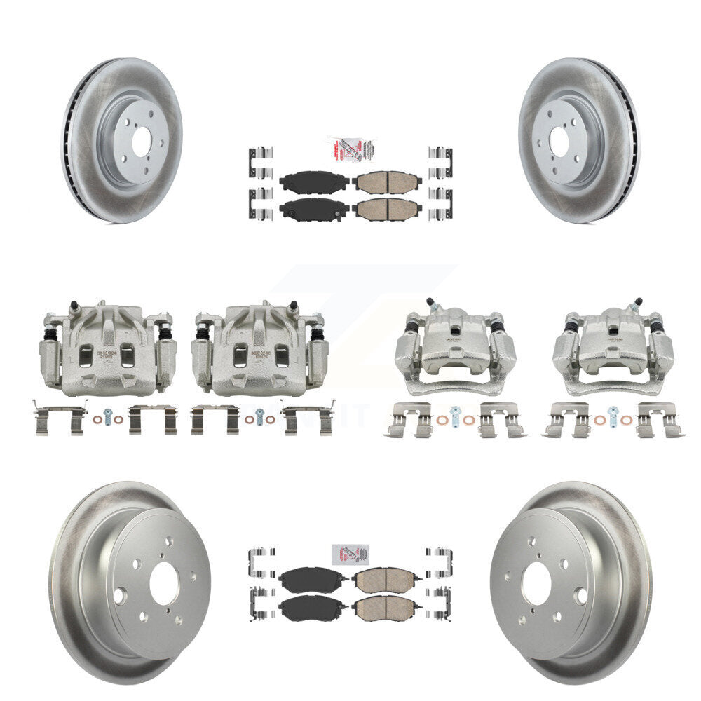 Front Rear Disc Brake Caliper Coated Rotors And Ceramic Pads Kit (10Pc) For Subaru WRX KCG-102604N