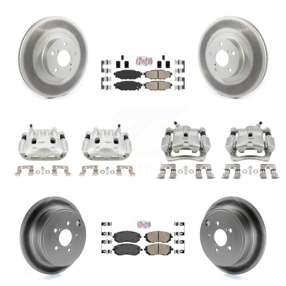 Front Rear Brake Caliper Coat Rotor & Ceramic Pad Kit (10Pc) For Subaru Impreza Forester KCG-102607N