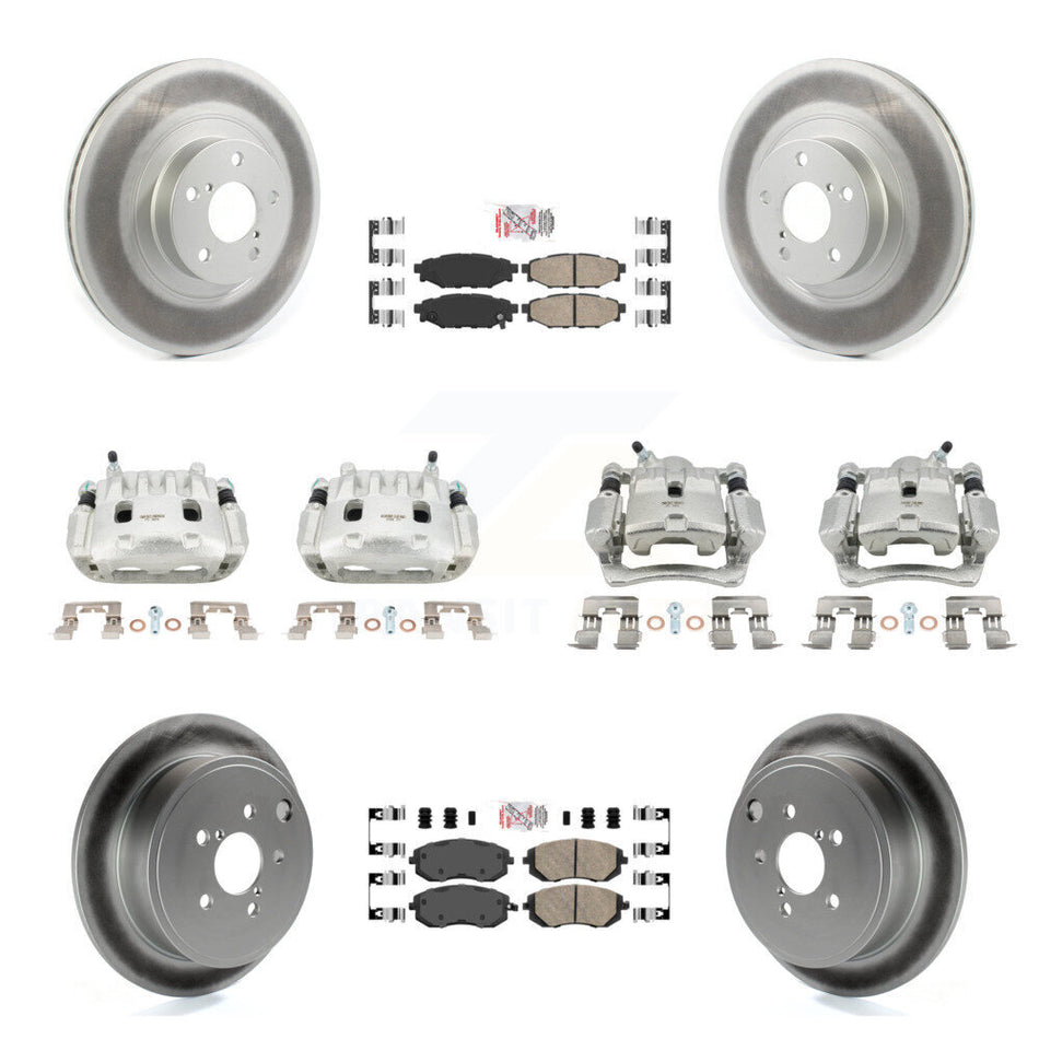 Front Rear Brake Caliper Coat Rotor & Ceramic Pad Kit (10Pc) For Subaru Impreza Forester KCG-102608N