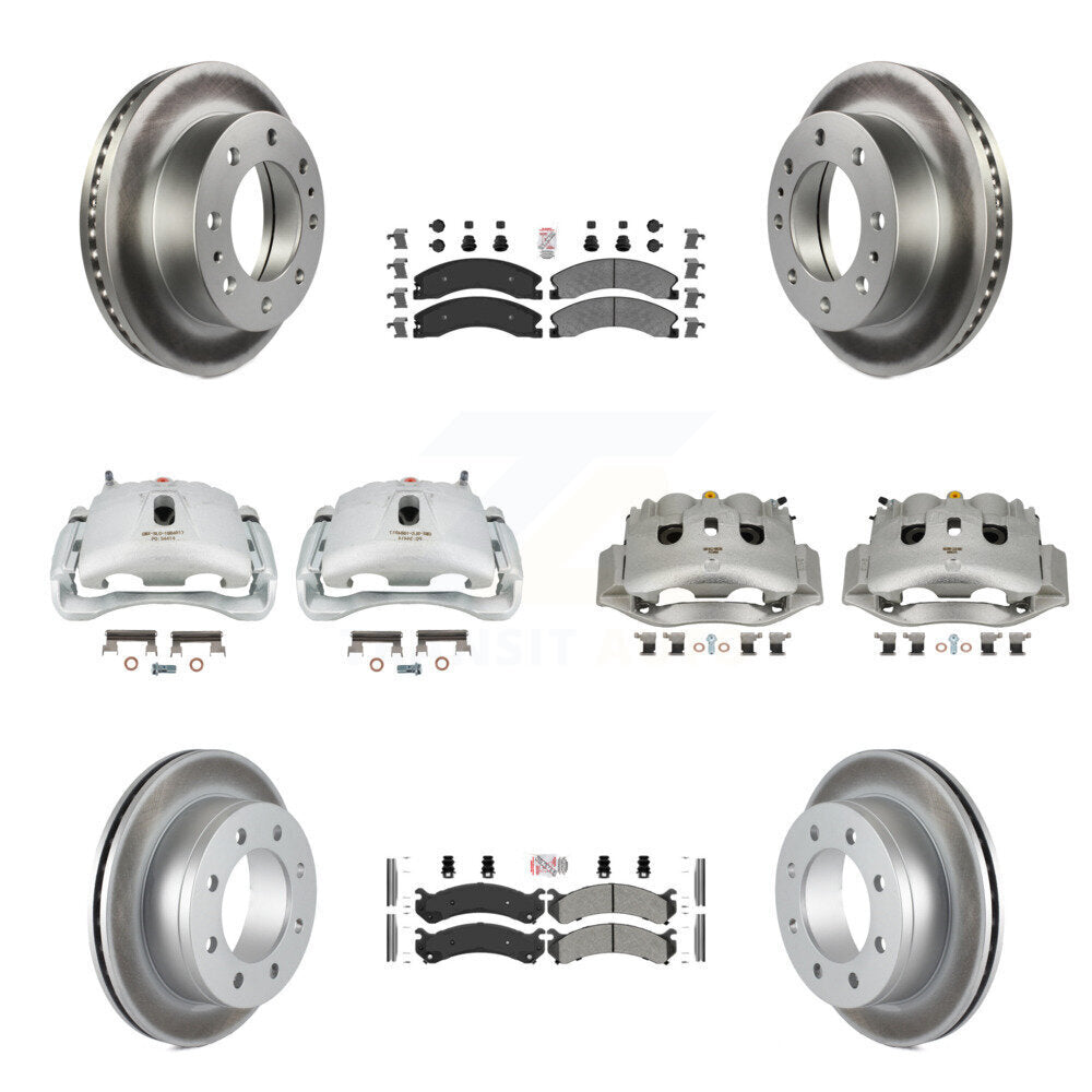 Front Rear Disc Brake Caliper Coated Rotors And Semi-Metallic Pads Kit (10Pc) For KCG-102623N