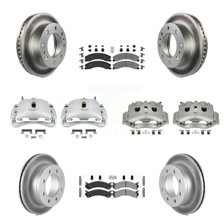 Front Rear Disc Brake Caliper Coated Rotors And Semi-Metallic Pads Kit (10Pc) For KCG-102623N