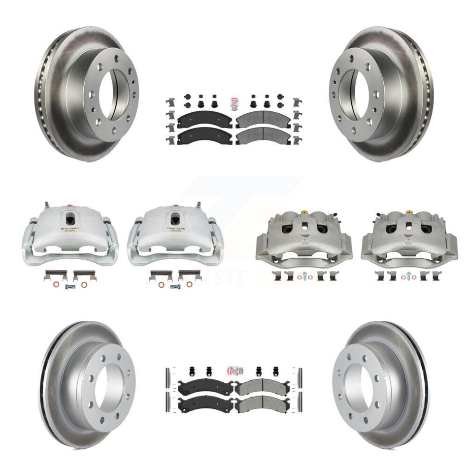 Front Rear Disc Brake Caliper Coated Rotors And Semi-Metallic Pads Kit (10Pc) For KCG-102623N