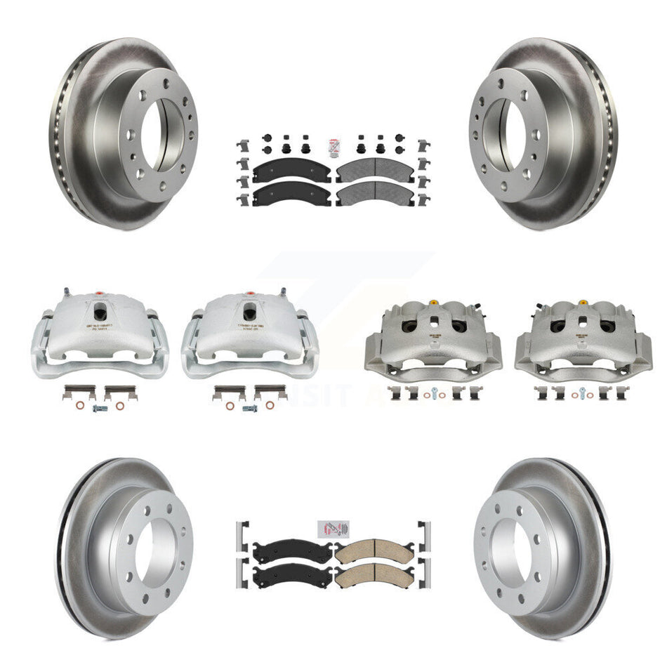 Front Rear Disc Brake Caliper Coated Rotors And Ameribrakes Pads Kit (10Pc) For KCG-102624N